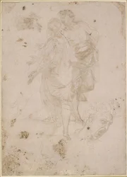 Due uomini che conversano su una scalinata e una testa che urla, WA1846.191